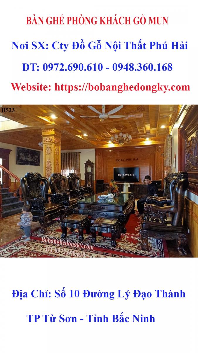 Bộ bàn ghế gỗ mun đẹp