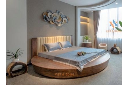 Giường gỗ óc chó dáng tròn GN-25
