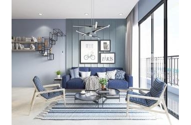 Phòng khách màu xanh giúp tâm trí thư giãn