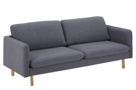 Sofa 3S NID-002, vải polyester ghi đậm/ chân gỗ sồi