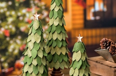 Các mẫu cây thông trang trí Giáng Sinh bằng vài tiêu âm